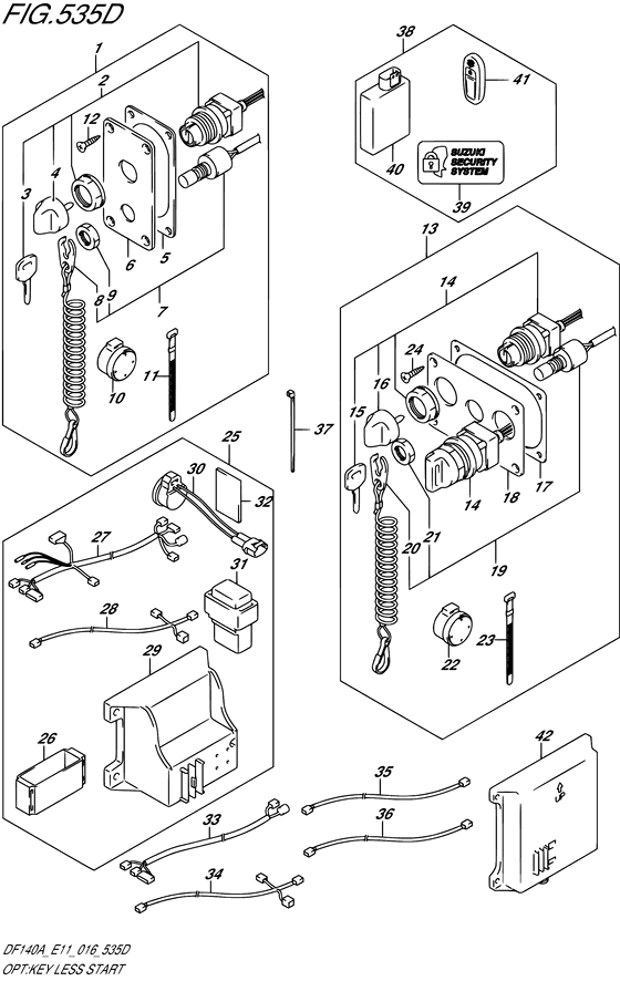 PLEASE MAKE SURE OF SUZUKI DEALERS.) opt:key less start ((df140at e11); note: note: use frequency assigned on your market. для detailes