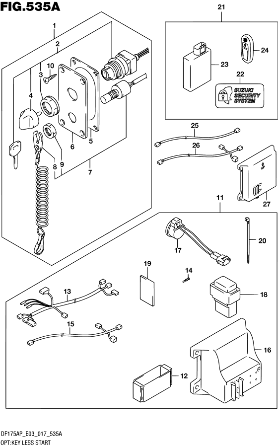 PLEASE MAKE SURE OF SUZUKI DEALERS.) opt:key less start ((df150ap e03); note: note: use frequency assigned on your market. для details
