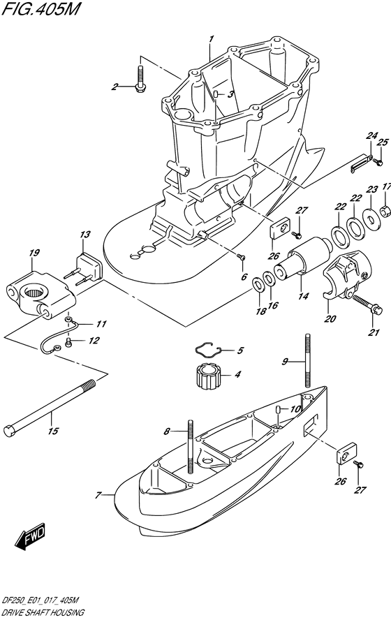 XX) (DF250Z E40)) корпус приводного вала transom ((x
