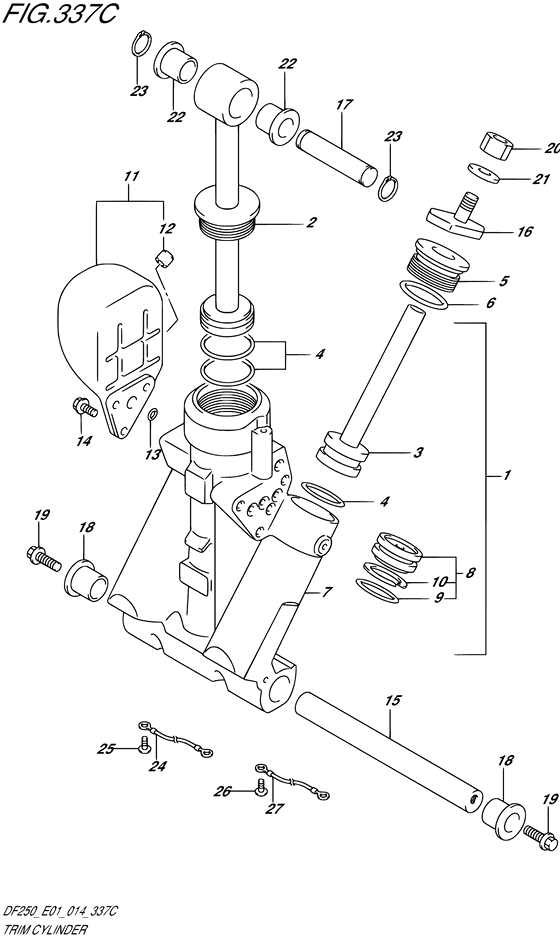 Trim цилиндр transom ((L) (DF200T E40))