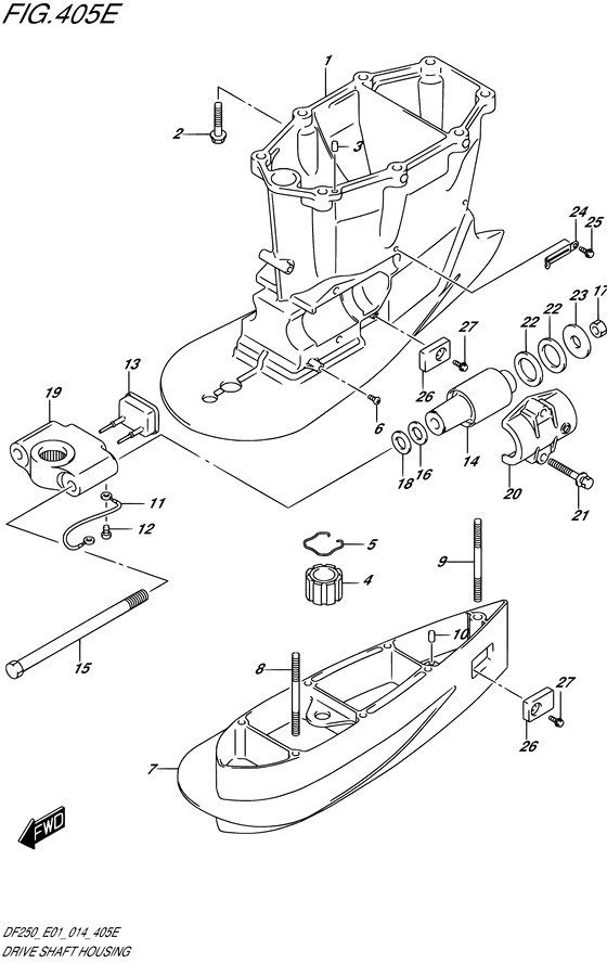 XX) (DF225T E01)) корпус приводного вала transom ((x