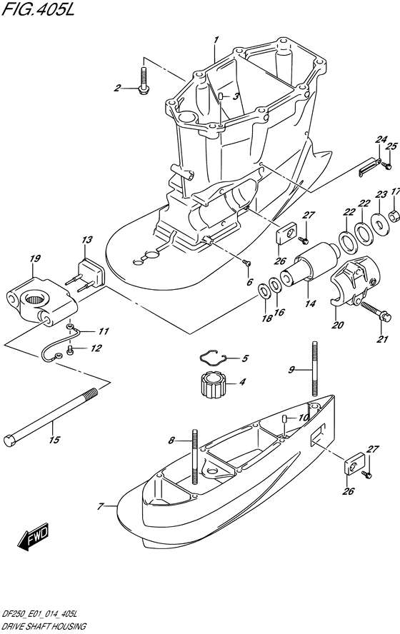 XX) (DF250Z E01)) корпус приводного вала transom ((x