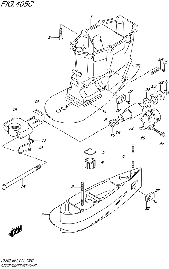 XX) (DF200Z E01)) корпус приводного вала transom ((x