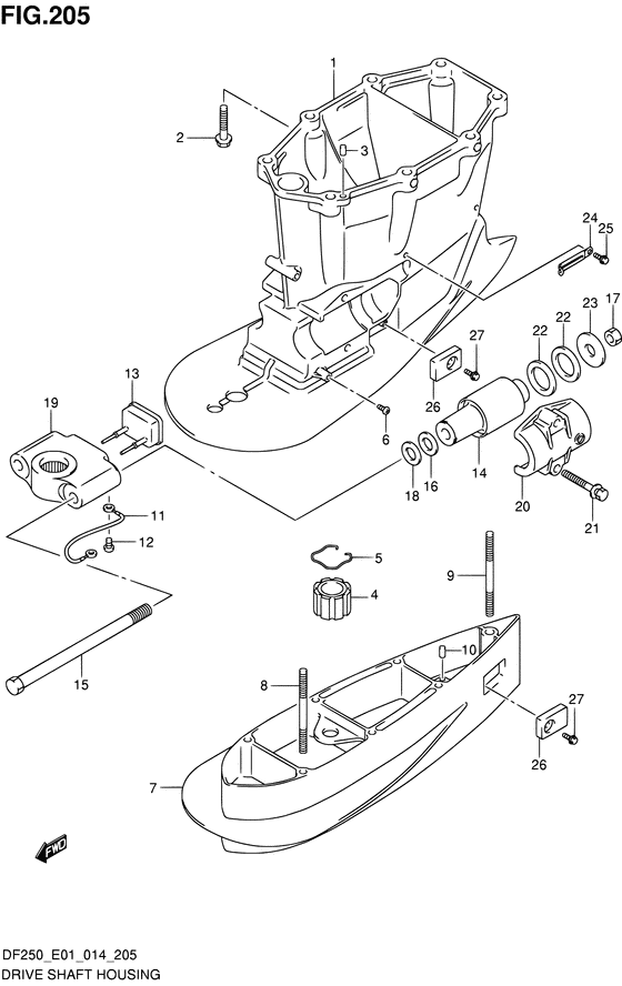 XX) (DF200T E01)) корпус приводного вала transom ((x