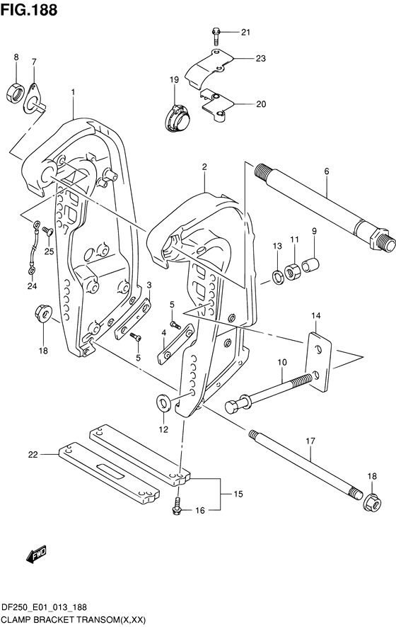 XX) (DF225Z E40)) хомут кронштейн transom ((x