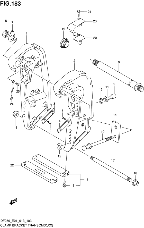 XX) (DF200Z E01)) хомут кронштейн transom ((x