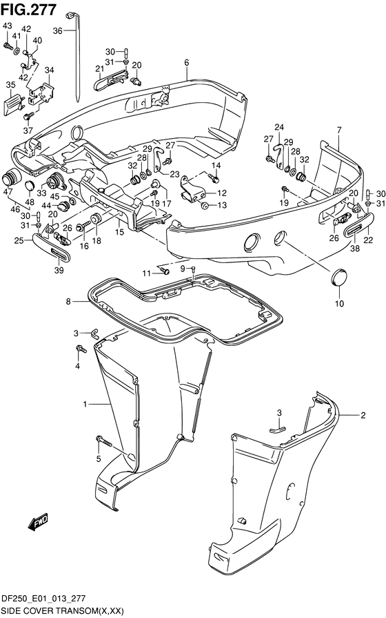 XX) (DF200Z E01)) side крышка transom ((x