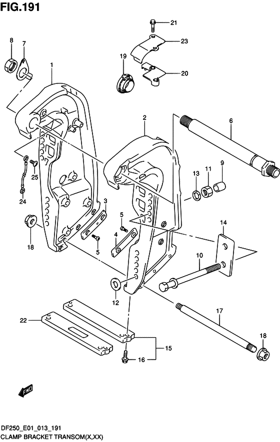 XX) (DF250Z E01)) хомут кронштейн transom ((x