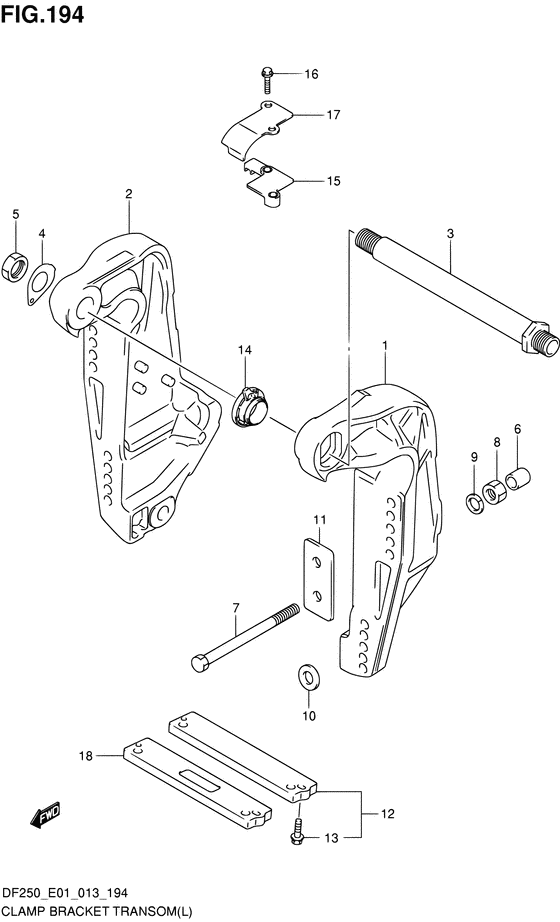 Хомут кронштейн transom ((L) (DF200T E40))