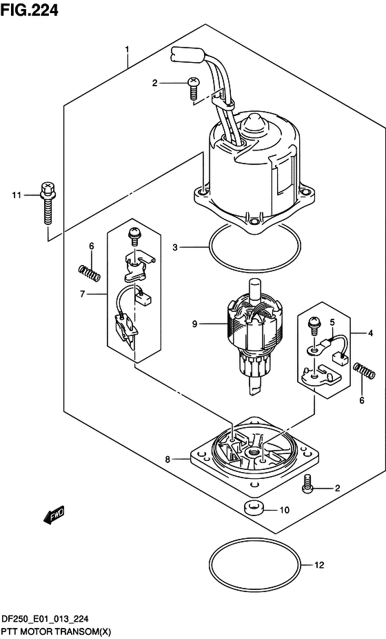 Ptt мотор transom ((X) (DF200T E40))