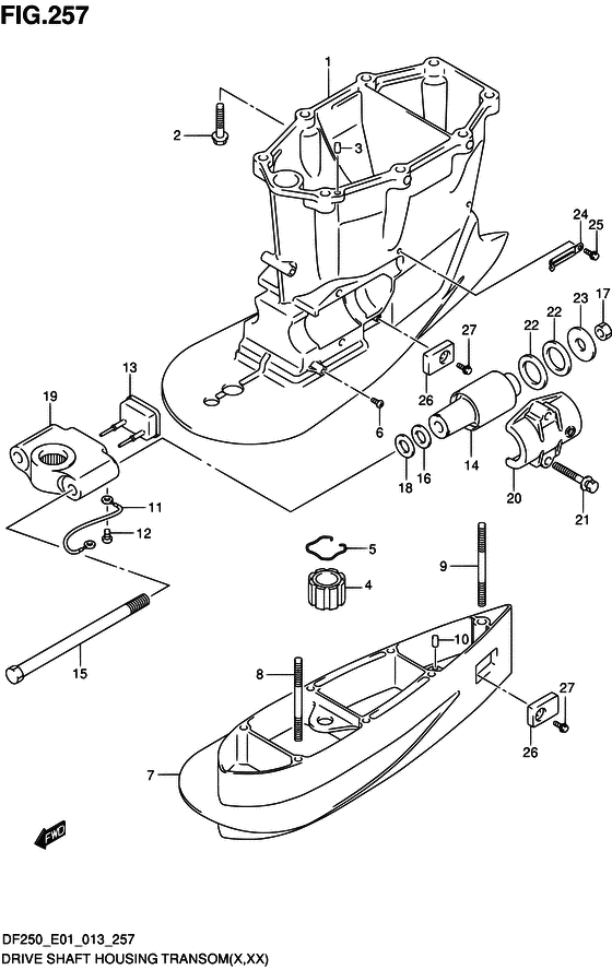 XX) (DF250T E01)) корпус приводного вала transom ((x
