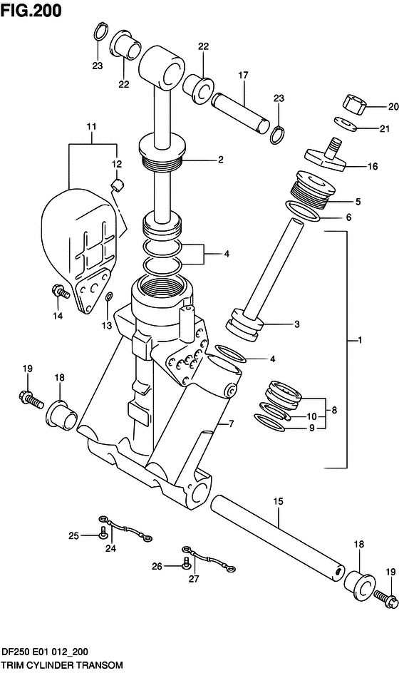 Trim цилиндр transom ((L) (DF200T E40))