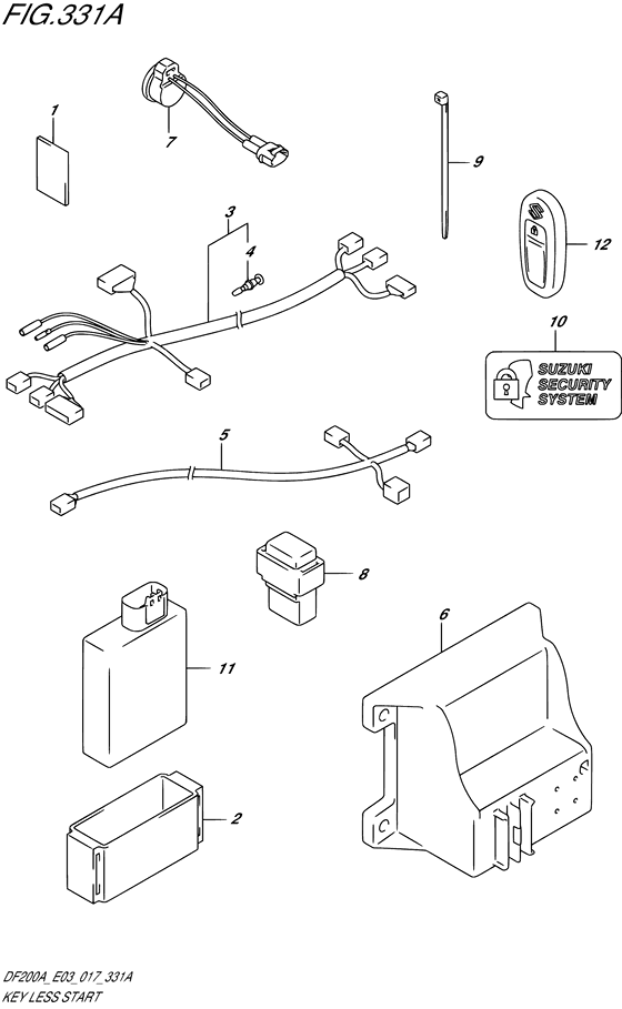 PLEASE MAKE SURE OF SUZUKI DEALERS. NOTE:) key less start ((df200at e03); note: use frequency assigned on your market. для detailes