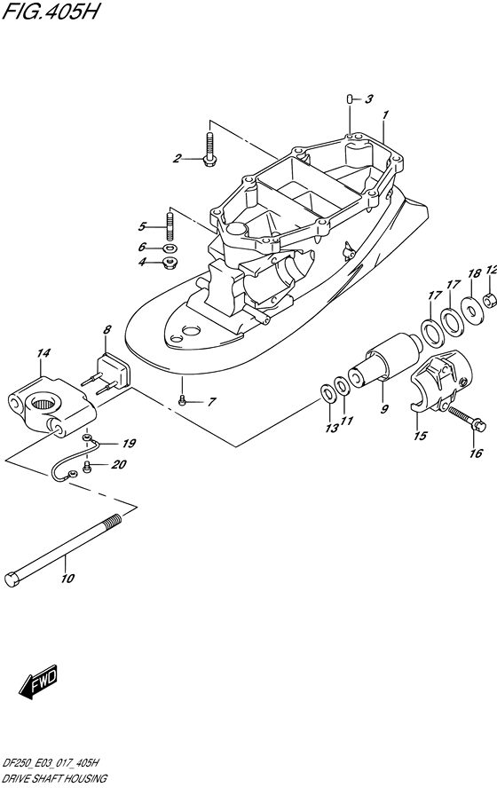 Корпус приводного вала transom ((L) (DF250ST E03))