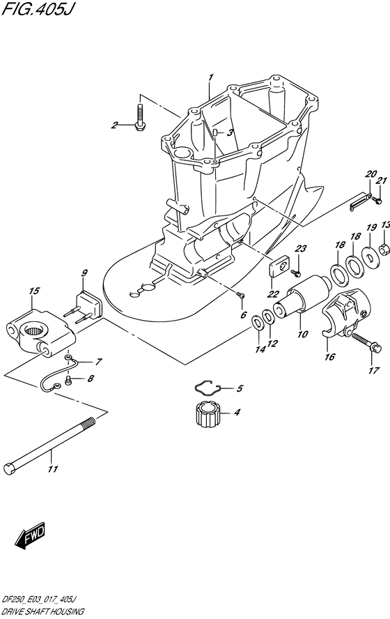 Корпус приводного вала transom ((X) (DF250ST E03))