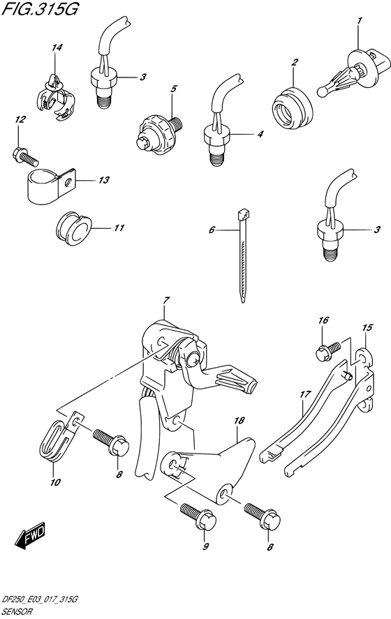 Sensor transom ((L) (DF250ST E03))