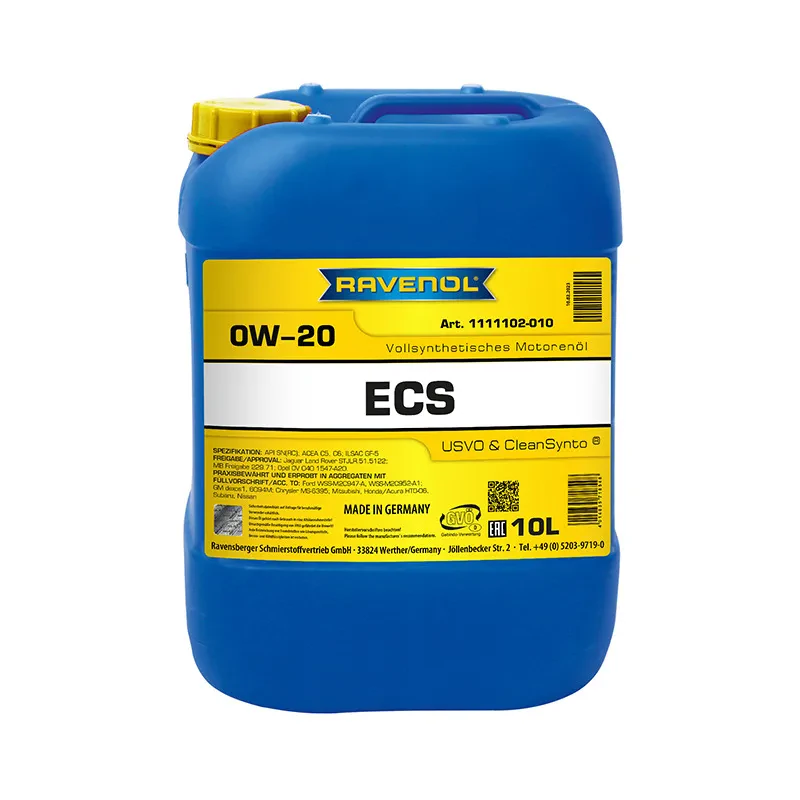 Моторное масло RAVENOL ECS EcoSynth 0W-20 (10 литров)