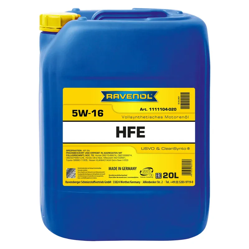Моторное масло RAVENOL HFE 5W-16 (20 литров)