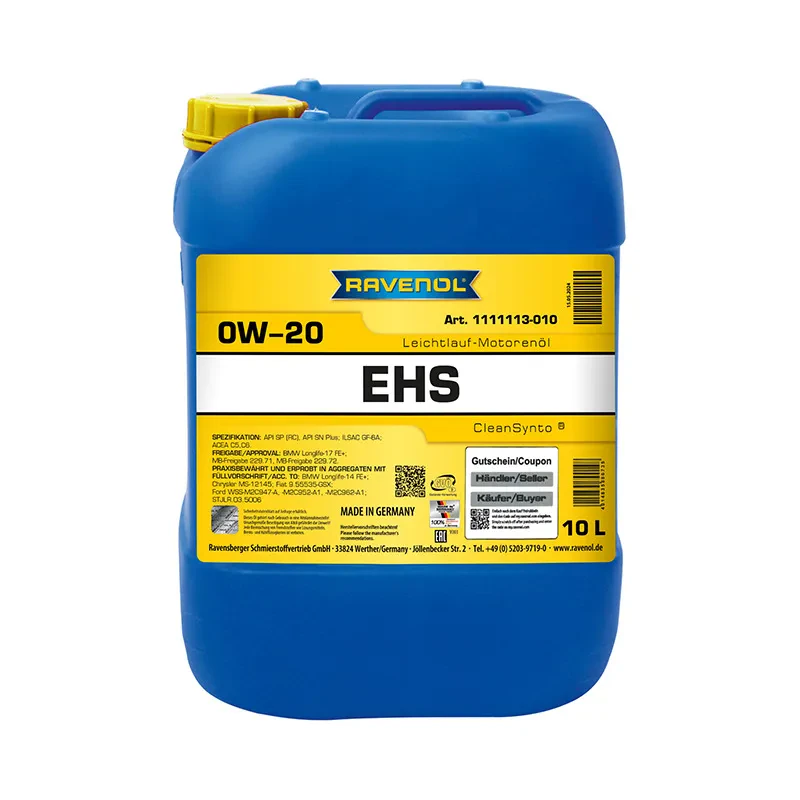 Моторное масло RAVENOL EHS 0W-20 (10 литров)
