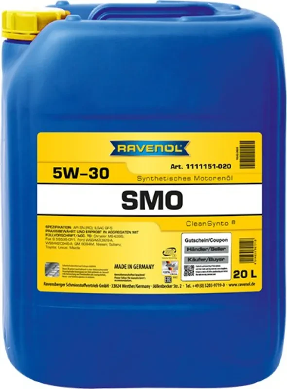 Моторное масло RAVENOL SMO 5W-30 (20 литров)