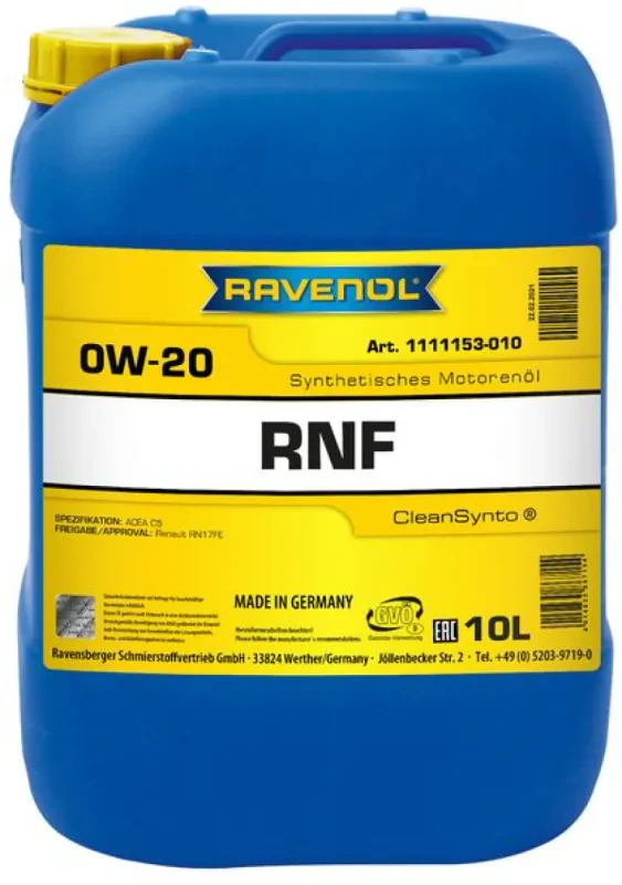 Моторное масло RAVENOL RNF 0W-20 (10 литров)