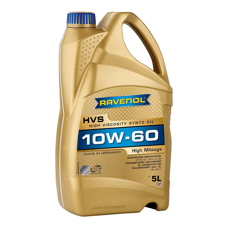 Моторное масло RAVENOL HVS 10W-60 для автомобилей с большим пробегом (5 литров)