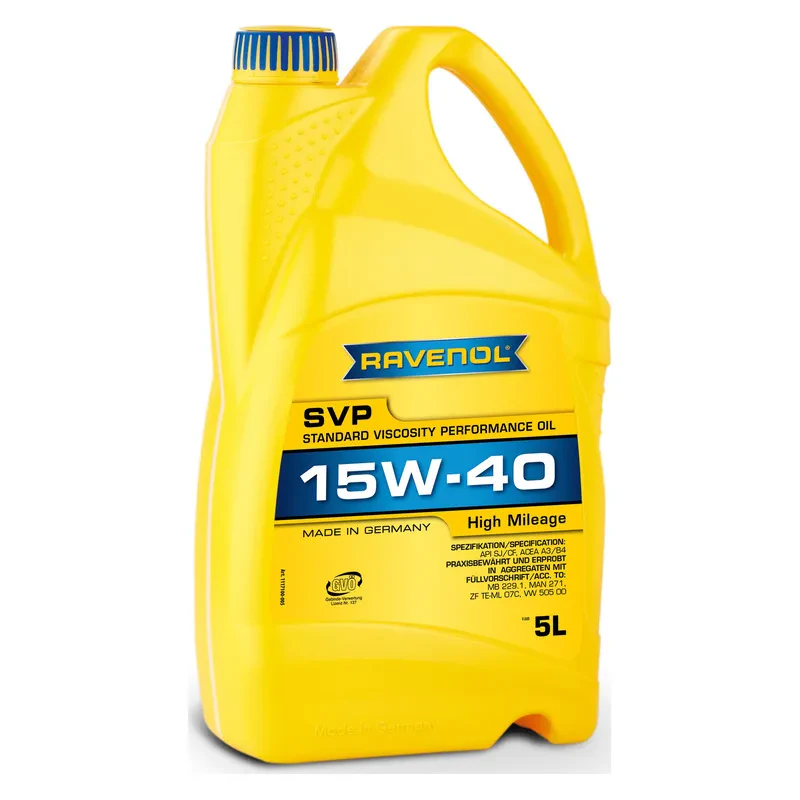 Моторное масло RAVENOL SVP 15W-40 для автомобилей с большим пробегом (5 литров)