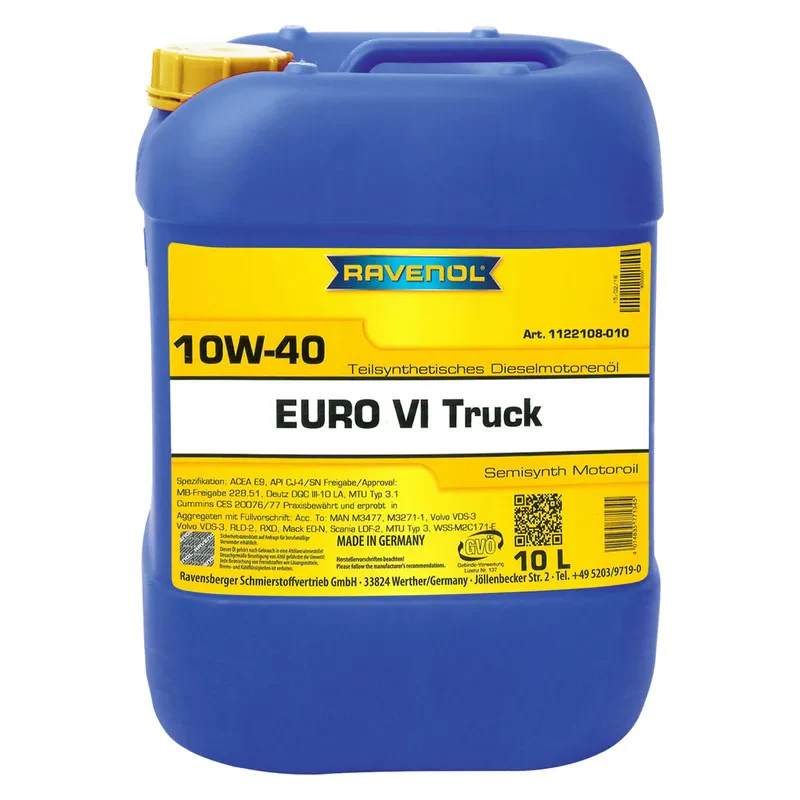 Моторное масло RAVENOL Euro VI Truck 10W-40 (10 литров)