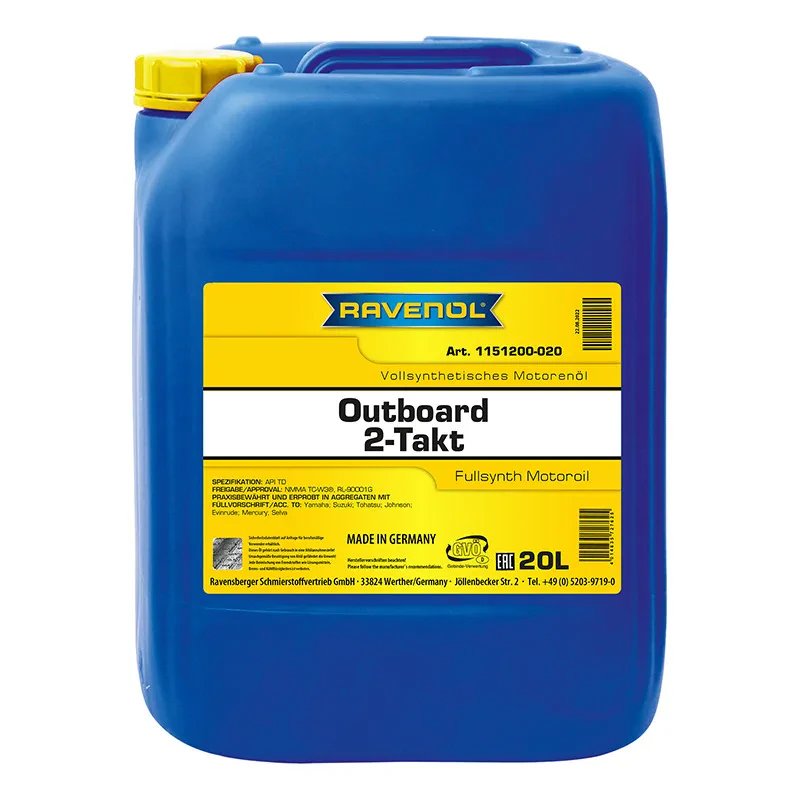 Моторное масло для 2Т лодочных моторов RAVENOL Outboardoel 2T Fullsynth (20 литров)