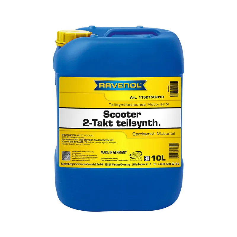 Моторное масло для 2T скутеров RAVENOL Scooter 2-Takt Teilsynt (10 литров)