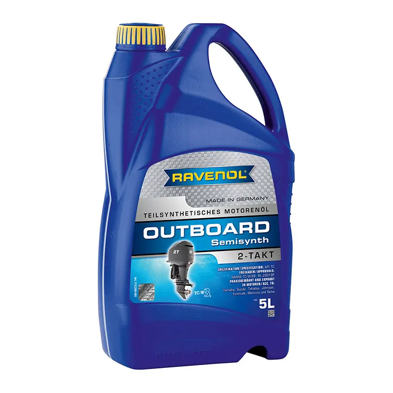 Моторное масло для 2Т лодочных моторов RAVENOL Outboardoel 2T Teilsynth (5 литров)
