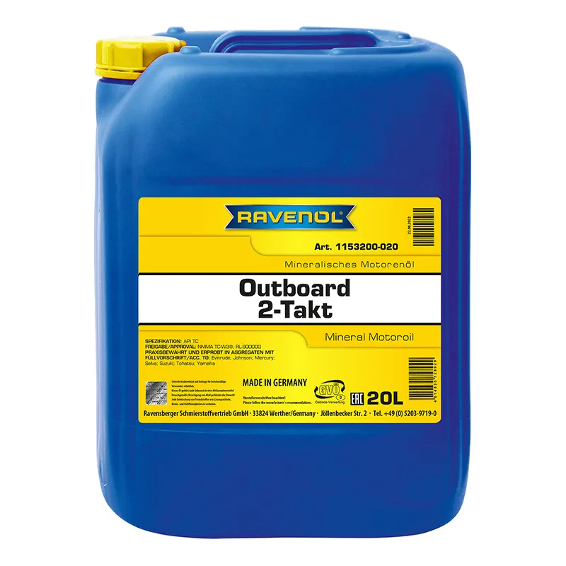 Моторное масло для 2Т лодочных моторов RAVENOL Outboard 2T Mineral (20 литров)