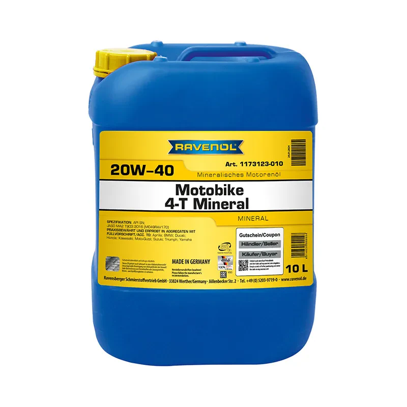 Моторное масло RAVENOL Motobike 4-T Mineral 20W-40 (10 литров)