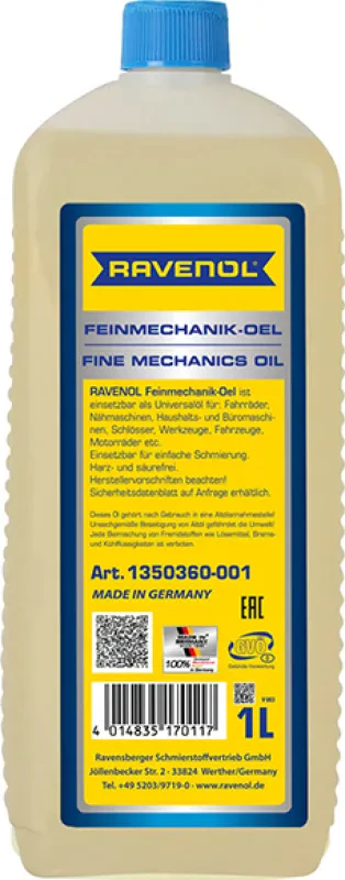 Масло для швейных машин замков инструментов RAVENOL Feinmechanikoel (1 литр)