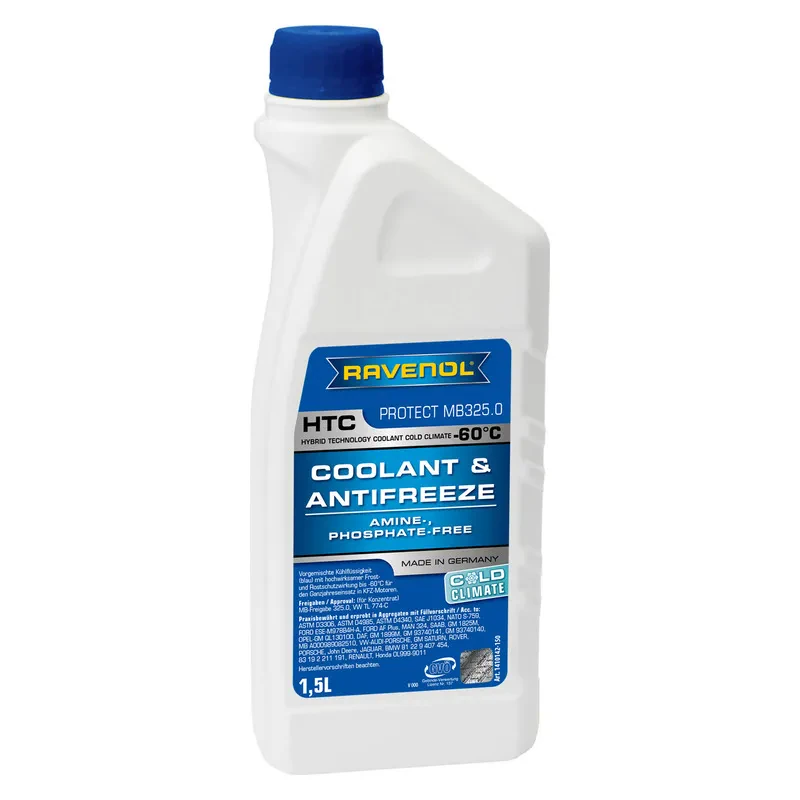 Антифриз RAVENOL HTC Protect MB 325.0 COLD CLIMATE Premix -60C (готовый) (1,5 литра)
