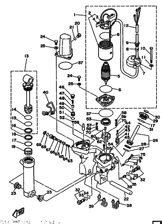 Power trim и tilt в сборе (see