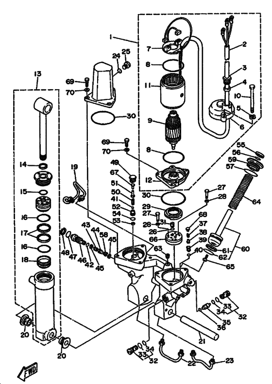 Power trim и tilt в сборе (see