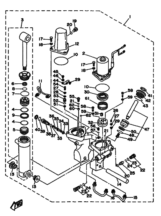 Power trim и tilt в сборе (see