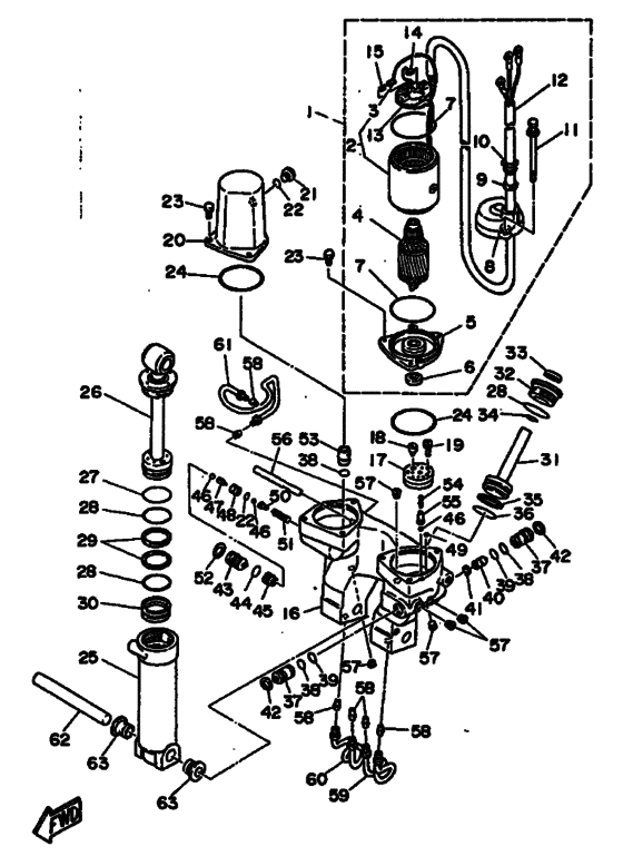 Power trim и tilt в сборе (see
