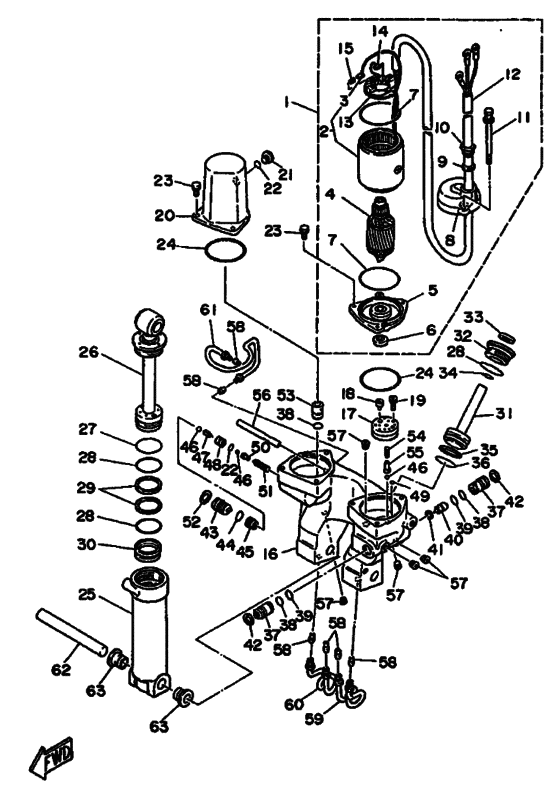 Power trim и tilt в сборе (see