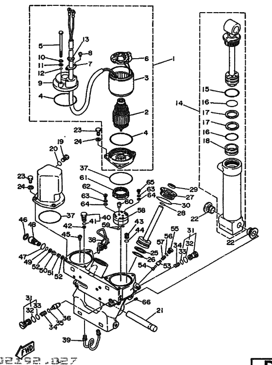 Power trim и tilt в сборе (see