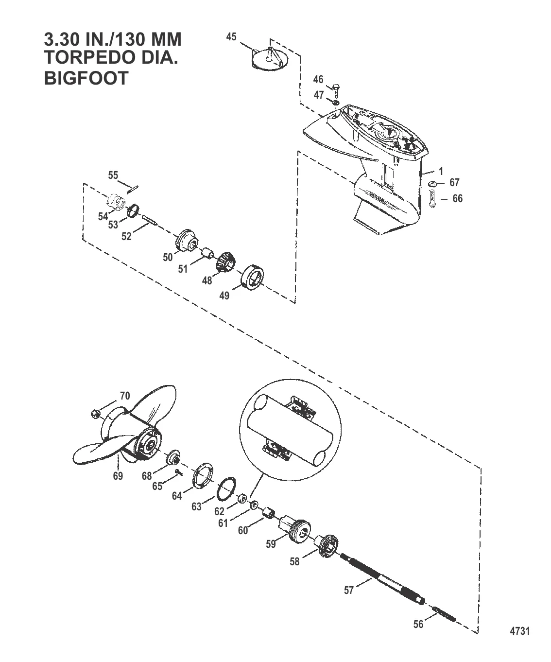 Gear Housing Propeller Shaft - 2.42:1 Gear Ratio
