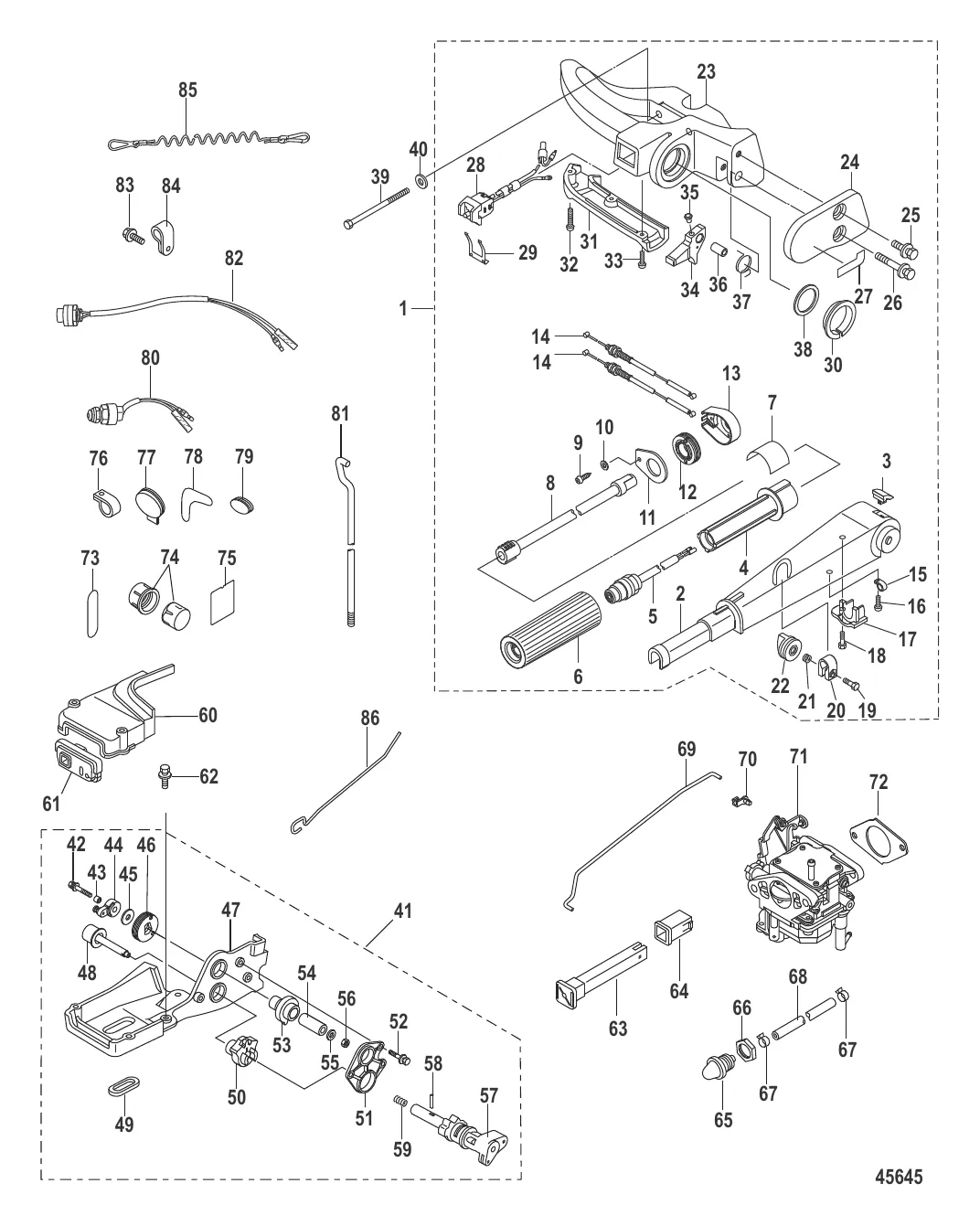 Tiller Handle Conversion Kit 15 Hp Electric - 8M0051059