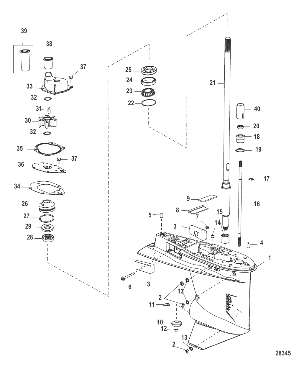 Gear Housing Driveshaft - 2:1 Gear Ratio