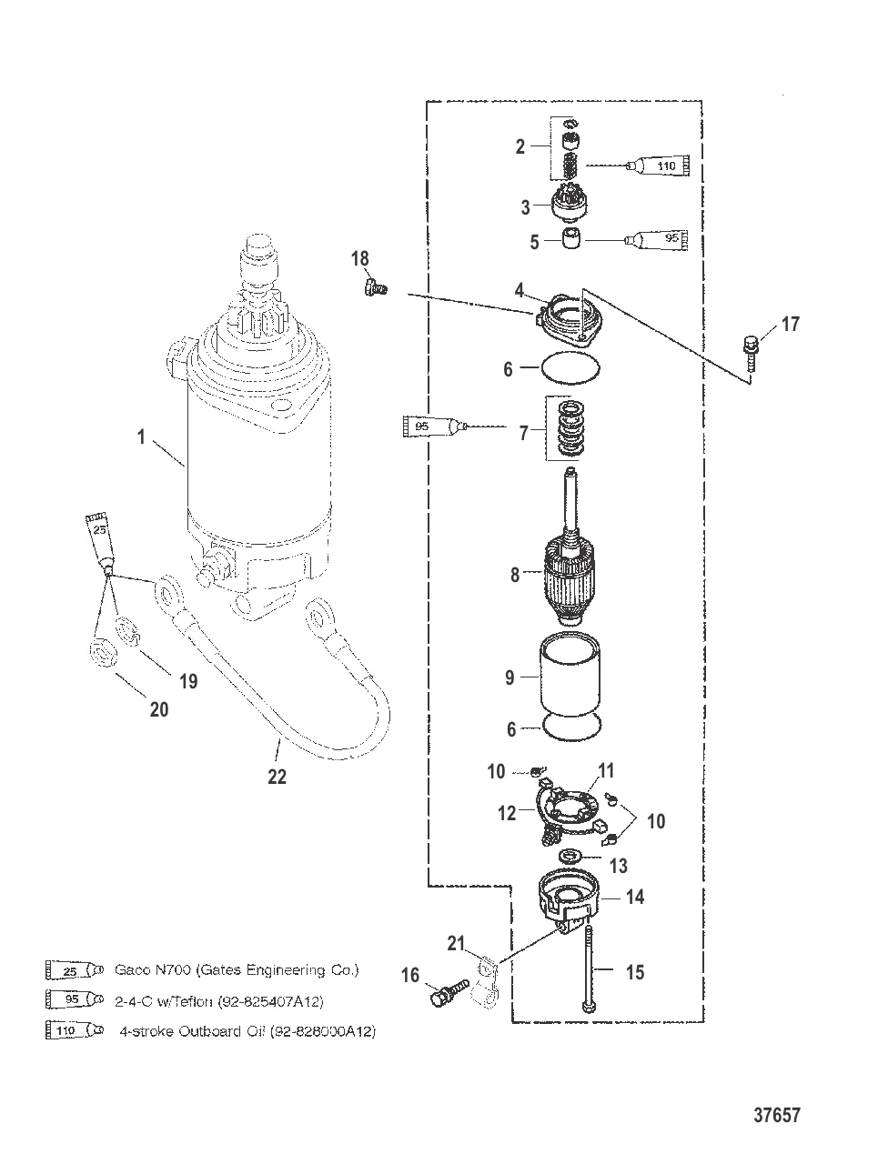 STARTER MOTOR (S/N-0G472132 AND BELOW)