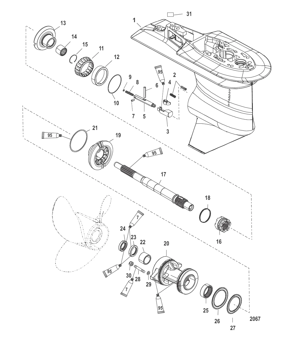 Gear Housing Propeller Shaft - 2.33:1 Gear Ratio