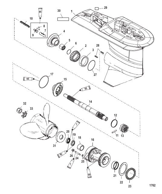 Gear Housing Propeller Shaft - 2.33:1 Gear Ratio