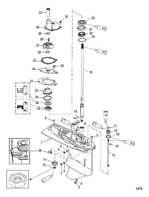 Gear Housing Driveshaft 1.64:1 Gear Ratio