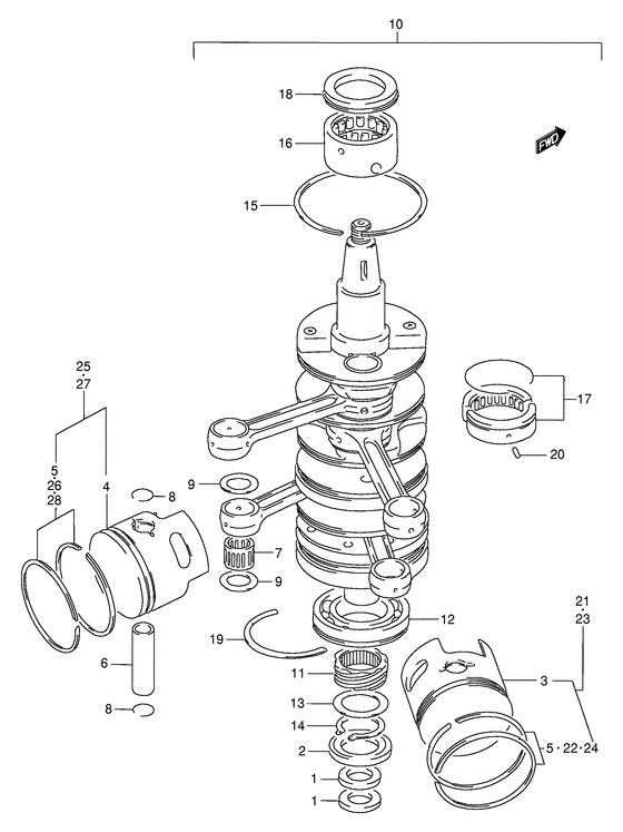 Коленчатый вал и Поршень