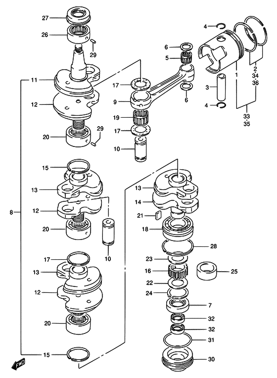 Коленчатый вал и Поршень
